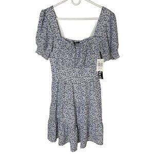 NWT Trixxi Navy White Floral Smocked Mini Dress - S - Cottagecore Charm